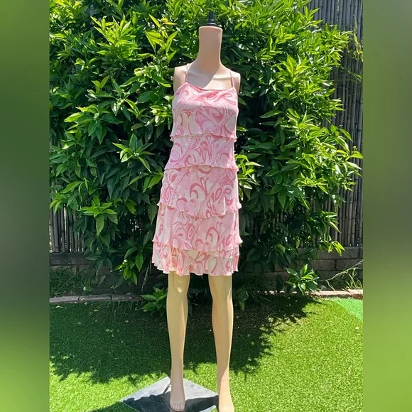 Eva Blue | Dresses | Eva Blue Pink Ruffle Mini Dress 8 | Poshmark